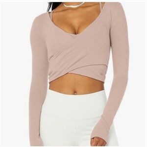 Alo yoga - AMELIA LUXE LONG SLEEVE CROP - Dusty Pink (S)